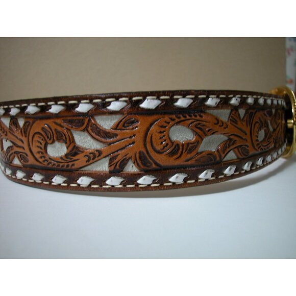 Safari Club International 1994 Belt W/ Gold Buckle & Tooled Leather Design 19 Ye - Picture 4 of 12
